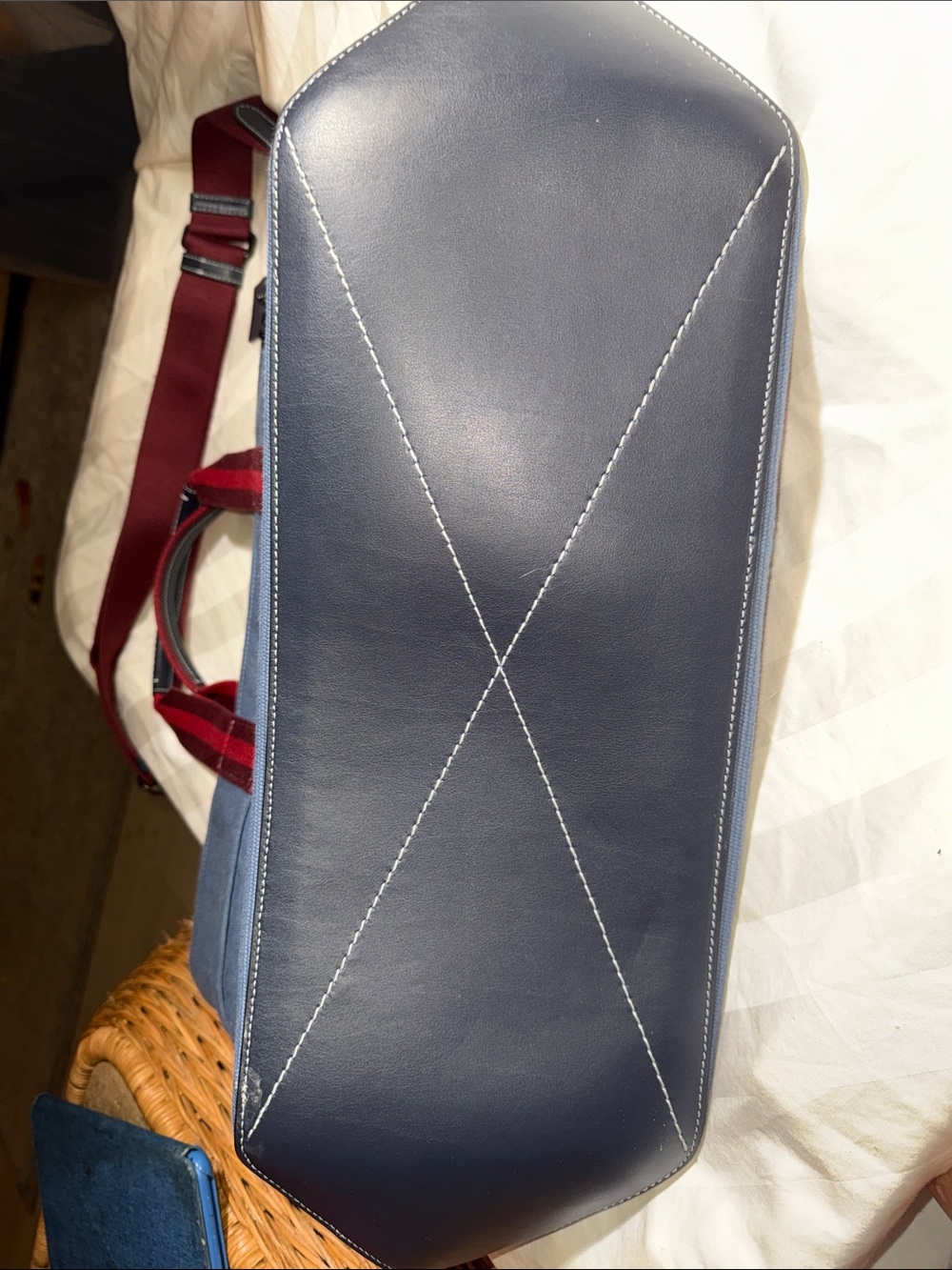 NWOT - Coach Blue Canvas Tote with Red Accent Handles & Shoulder Straps. - Picture 6 of 6